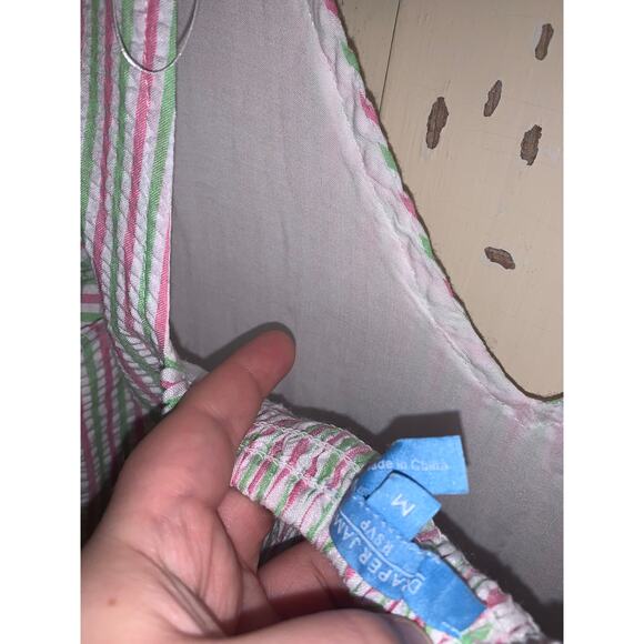 Draper james pink green & white babydoll style top size medium - Picture 5 of 6